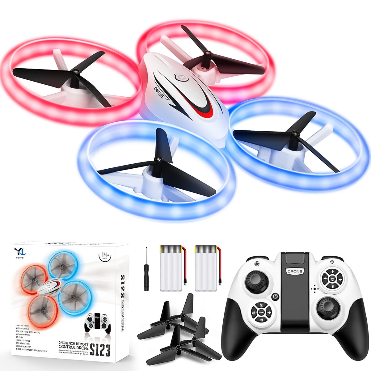 Remote Control 3D Flips One Key Back with 2 Batteries 3 Speed Modes Toys Pocket Gifts for Boys Girls Beginners LED Light Stunt RC Quadcopter Headless Mode Altitude Hold Tomzon Mini Drone for Kids