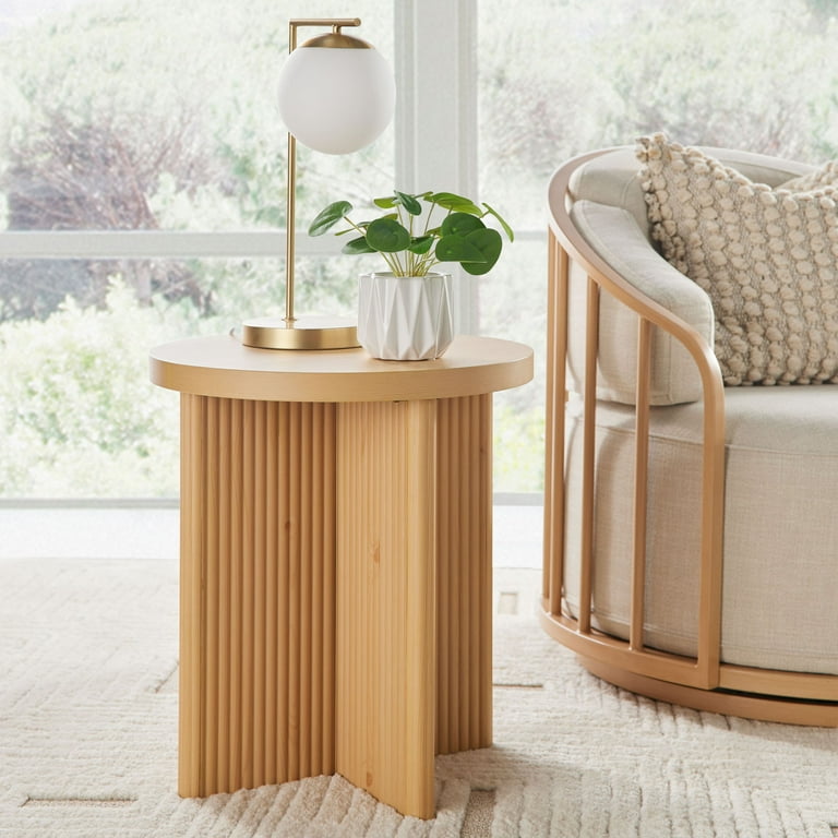 Better Homes Gardens Lillian Fluted End Table Natural Pine Finish