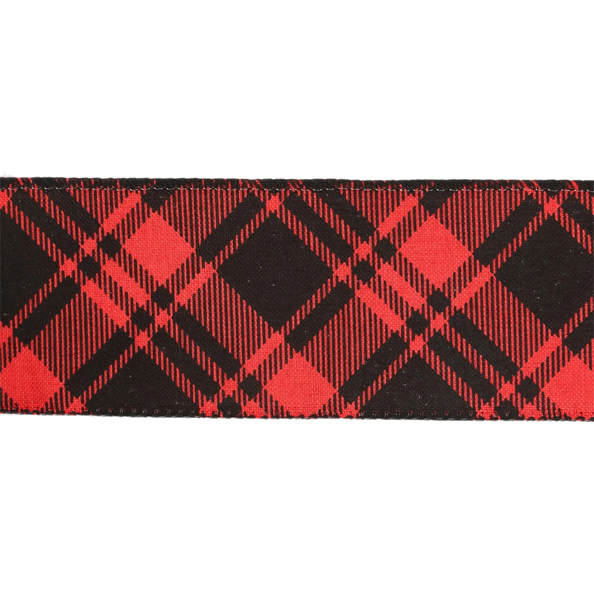 LaRibbons 2 1/2" Wired Ribbon, Printed Red/Black Bias Plaid, 10 Yard Roll