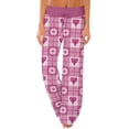 thumbnail image 2 of LEJHVAQK Women's Valentine's Day Pajama Pants Heart Printed Pjs Wide Leg Lounge Pants with Adjustable Comfort Waist Drawstring Sleepwear, 2 of 6