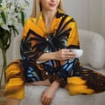 thumbnail image 6 of Haiem Butterfly On Sunflower Pattern Women’s Long-sleeve Sleepwear,Sleepwear Set,2-piece Loungewear Set,Soft PJs Comfy Nightwear with Pockets-X-Large, 6 of 7