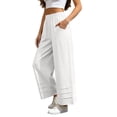thumbnail image 2 of Liuinsasek Cotton-Linen Pants for Women Solid-Color Loose Casual High Waist Slimming Elastic Waistband Lightweight Trousers, 2 of 10