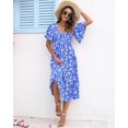 thumbnail image 4 of Vestido de verano AUSELILY para mujer, cuello en V, manga corta, floral, 4 of 6