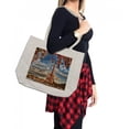 thumbnail image 2 of Eiffel Tower Shopping Bag, Eiffel Tower Boat Seine Cloudscape Vacation Tourist Destination, Eco-Friendly Reusable Bag for Groceries Beach and More, 15.5" X 14.5", Cream, by Ambesonne, 2 of 2