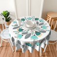 thumbnail image 5 of Teal Floral Round Tablecloth 60 Inch Farmhouse Rustic Tablecloth Spring Summer Table Cloth, Boho Bohemia Flower Outdoor and Indoor Table Cover for Home Party Dinning Picnic, 5 of 6