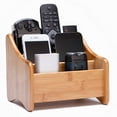 thumbnail image 1 of Soporte de control remoto de escritorio Mesa de café multifunción Organizador de almacenamiento de suministros de oficina, Almacenamiento de artículos diversos para el hogar de bambú, 1 of 5