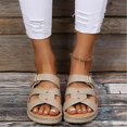 thumbnail image 2 of Sandalias de cuña con punta abierta y correas cruzadas para mujer Zapatos casuales de playa de verano Zapatillas/39/Caqui Afortunado Sencillez, 2 of 4