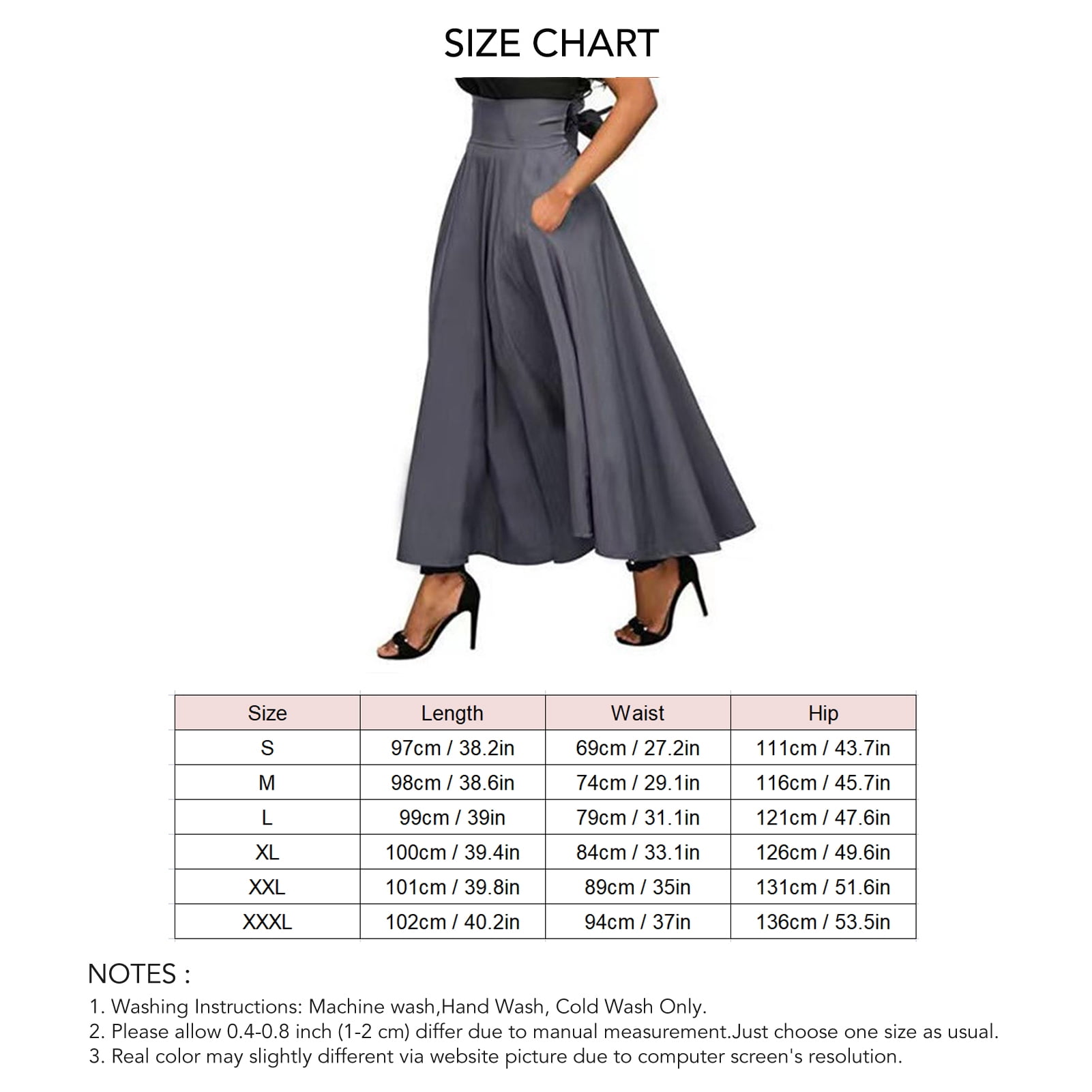 Women Maxi Skirt Pure Color Bow Belt Fashionable Elegant Female Maxi Skirt for Dating Outdoor Dark Gray XL Walmart