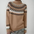 thumbnail image 2 of zaveiop Women's Fair Isle Sweater Casual Crewneck Long Sleeve Lightweight Vintage Knit Jumper Tops (Brown, 3XL), 2 of 8