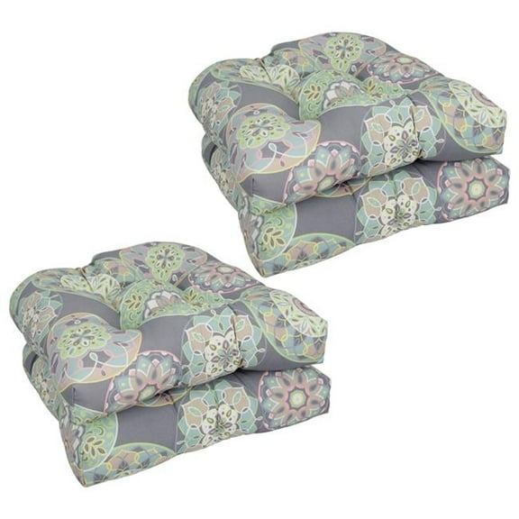 Blazing Needles 93184-4CH-OD-106 19 in. U-Shaped Dining Chair Cushions, Cera Sterling - Set of 4