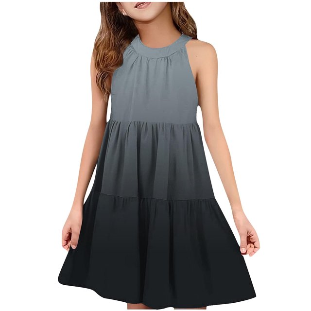 Robes d'Été Décontractées Robe d'Été Décontractée Filles Col Rond Sans Manches Robe Patchwork Robe Ludique Confortable Robe d'Été Décontractée Robes d'Été Mignonnes Robes d'Été Filles Robes d'Été