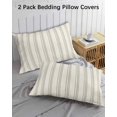 thumbnail image 3 of Sage Green Striped Pillow Covers Queen Size 2 Pack, Modern Farmhouse Green Stripes Soft Bed Throw Pillowcases Breathable Cooling Long Lumbar Body Pillow Sham Cover for Bed Sofa 20''x30'', 3 of 7