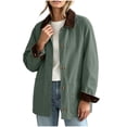 thumbnail image 3 of Womens Chore Jacket Corduroy Contrast Point Collar Shacket Coat Button Down Loose Mid Length Jackets with Pockets Warm Fall Winter Outerwear, 3 of 8