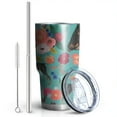 thumbnail image 2 of 30oz Doberman Dog Pattern with Pioneer Flower Tumblers Stainless Steel Tumbler with Lid and Straw,Vacuum Insulated Double Wall Travel Tumbler Cups Mug with Cleaning Brush for Coffee,Tea, 2 of 7