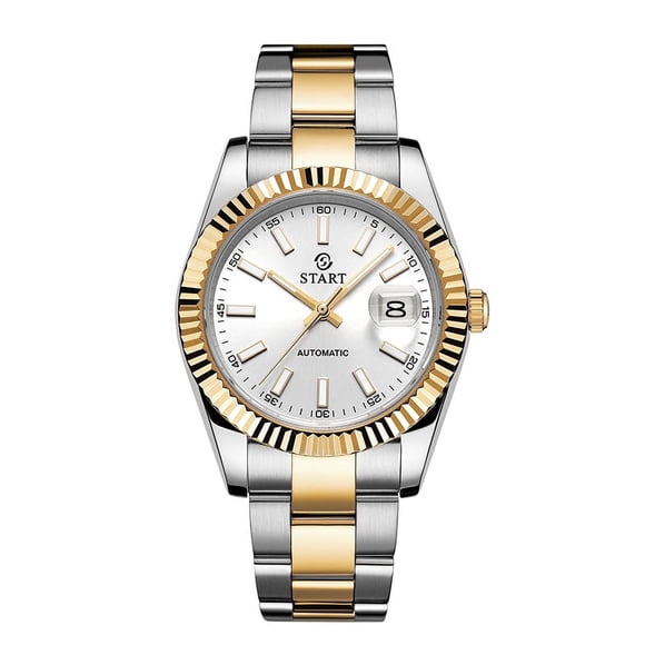 【START】Men's Mechanical Watch Date Function Waterproof Watch Luminous Scale Dial Golden Watch