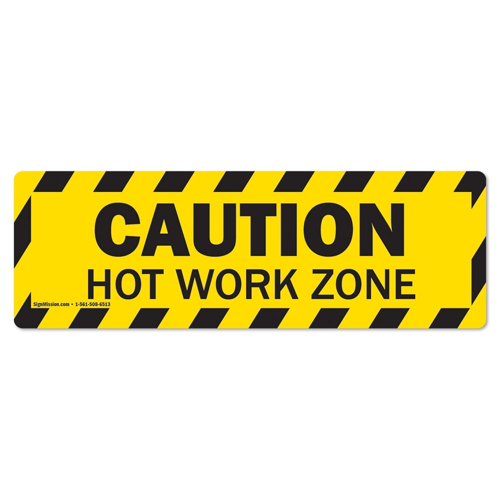 Caution Hot Work Zone NonSlip Floor Marker 12 Pack of 6" X 18