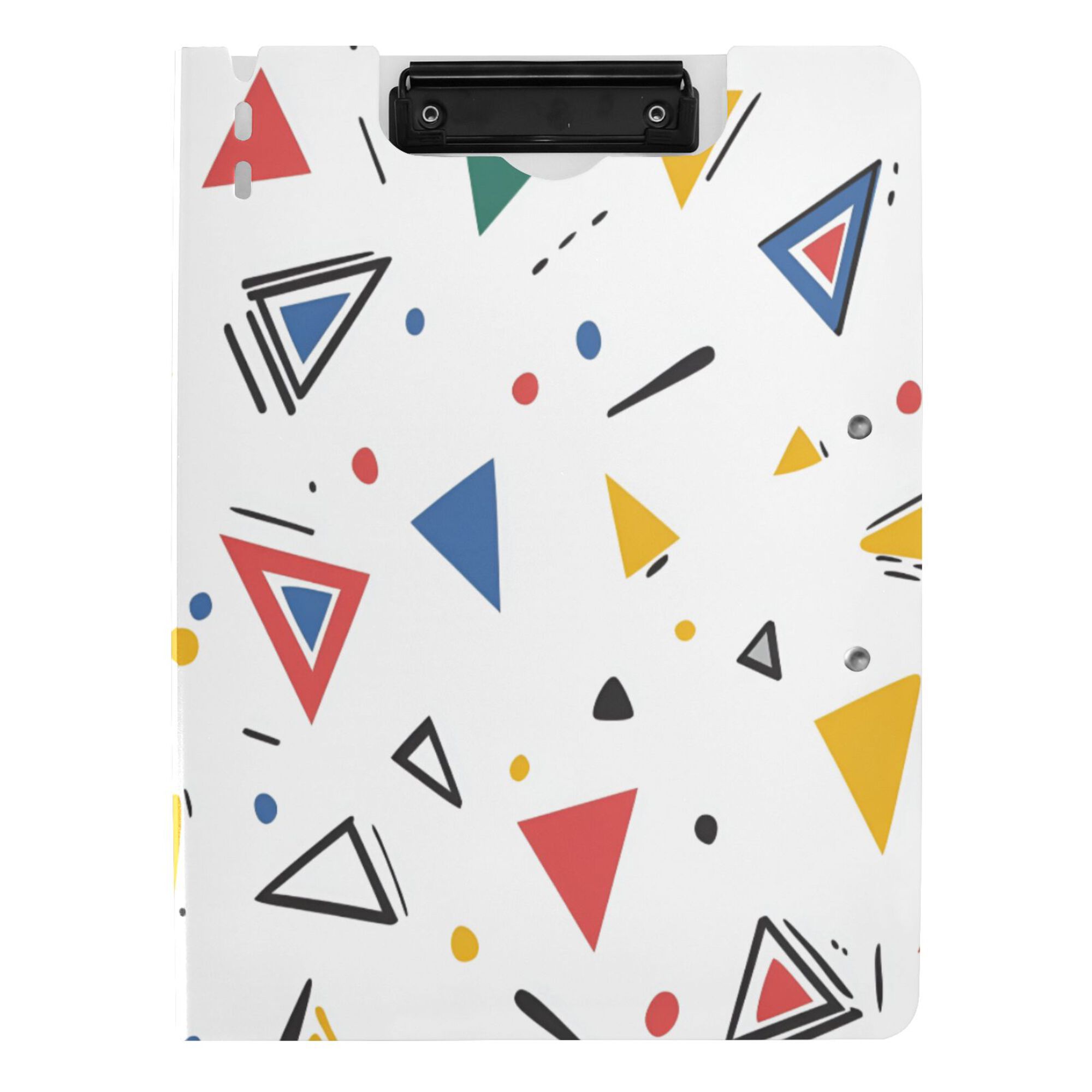 FORMRS A4 Clipboard Folder with Pen Holder Horizontal Foldable School Office Binder, Colorful Geometric