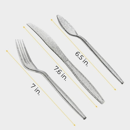 cutlery silver plastic juvale forks spoons knives glitter