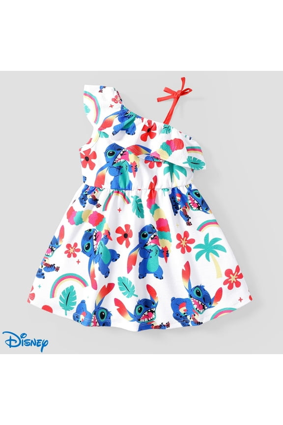 Girls Dresses Stitch Hawaiian Flower Floral Off Shoulder Sundress Easter Summer Beach Dress Kids 6-7Y