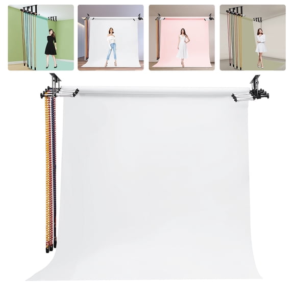 Photography Backdrop Wall Mount Roller System with 4 Chains & 2 Brackets Manual Photo Background Ceiling Holder for Home Photo Studio Wedding Background Live Shooting