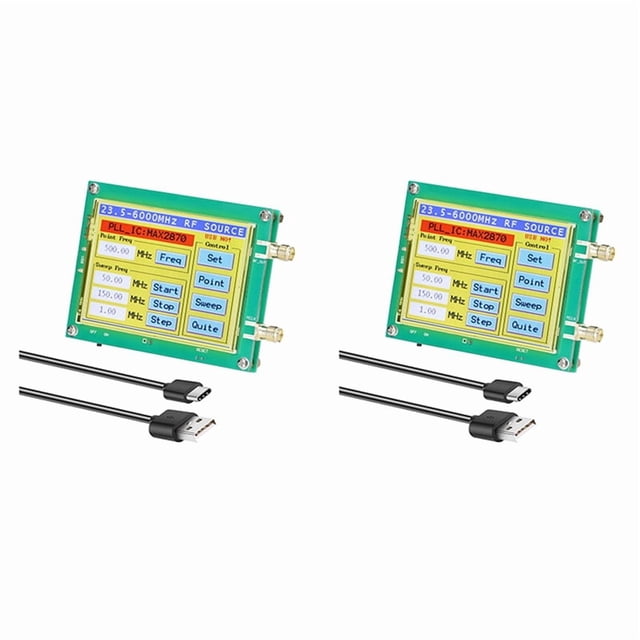 2X MAX2870 23.5-6000MHz Signal Generator 0.5PPM Low Noise Signal Source Touchable Screen PC Software Control PLL VCO,2 x Signal Generator 2 x USB Cable,green