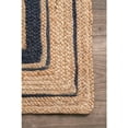 thumbnail image 4 of DecorAvenue Hand Woven Braided Farmhouse Jute Area Rug Beige Color Navy Blue Border 6 ft x 9 ft, 4 of 5