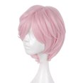 thumbnail image 1 of Unique Bargains Pelucas de cabello humano para mujer, 12 pulgadas, color rosa claro, con gorro para peluca, 1 of 8