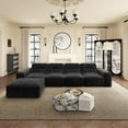 thumbnail image 3 of 144" Oversized Modular Sectional Sofa, Deep Seat Chenille Cloud Couch with Chaise, L-Shaped Sparkling 5 Seat Sofa Couch for Living Room, Black, 3 of 7