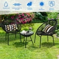 thumbnail image 5 of Costway 3PCS Patio Acapulco Furniture Bistro Set Plastic Rope Glass Table Black, 5 of 10