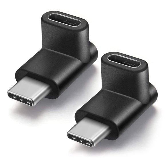 Urwoow Extensión De Adaptador Usb 3.1 Tipo C De Ángulo Recto De 90 Grados Macho A Hembra Extensión En Ángulo Derecho E Izquierdo (Paquete De 2)