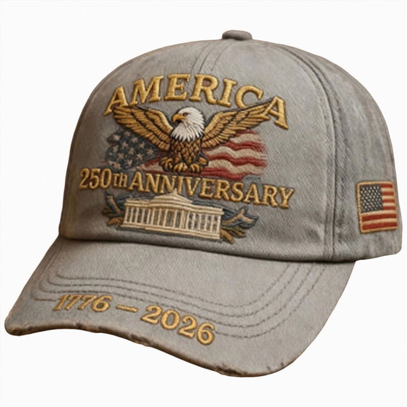Leey-World 250th Anniversary USA Hat - Custom United States 250th Anniversary Hat 3D Printed Baseball Cap,Gray