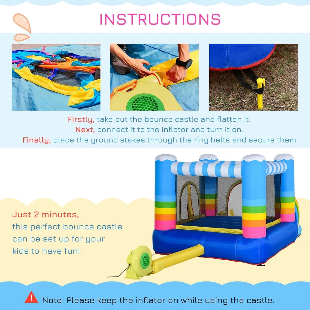 Topcobe Inflatable Bounce House for Kids 2-in-1 Jumping Castle for Indoor Outdoor Party with Trampoline, Pool, Carry Bag & Air Blower, Kids Bounce House for Kids Backyard Activity