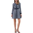 thumbnail image 1 of Vestido A-Line Elegante de Cuello Redondo con Botones de Houndstooth para Mujeres INSPIRE CHIC Talla L 2, 1 of 6