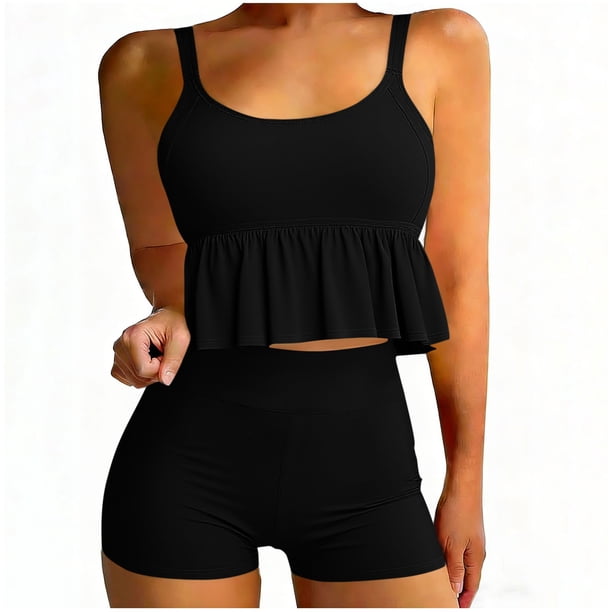 Traje de baño Tankini vintage estampado para mujer Traje de baño conservador Falda de playa estampada para mujer Traje de baño de dos piezas para mujer Trajes de baño tankini para mujer Traje de baño