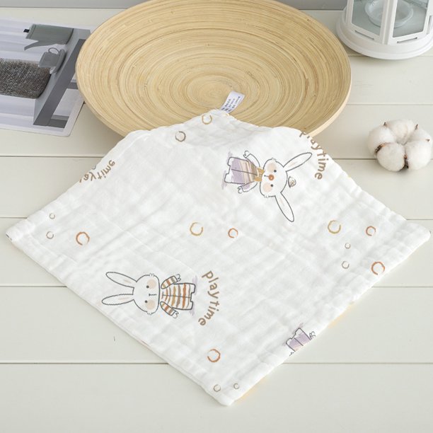 Toalla cuadrada de gasa de algodón de alta densidad de seis capas, toalla facial estampada suave y absorbente, toalla para niños, toalla de saliva de algodón
