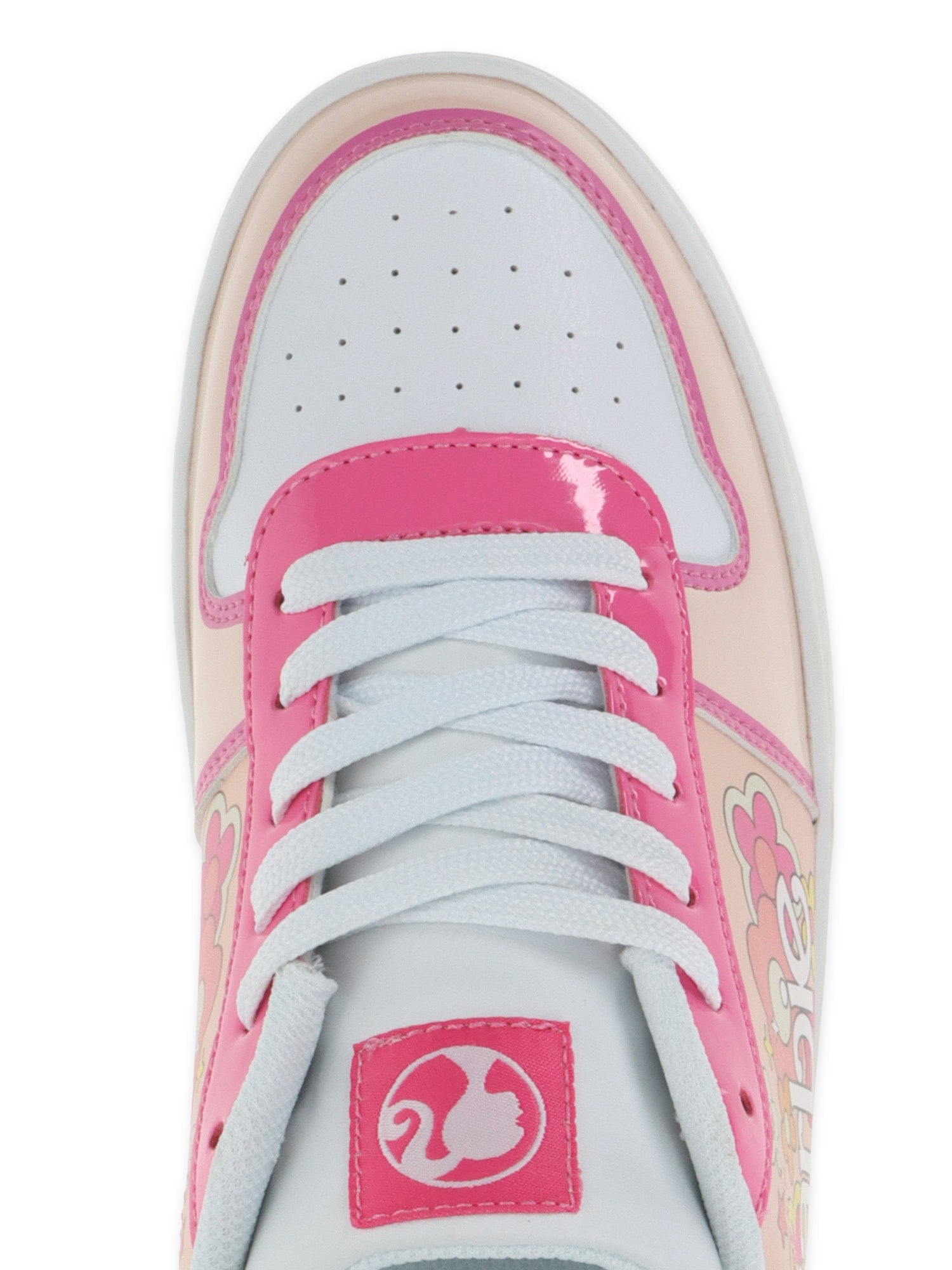 Women's Barbie by Mattel Pink Casual Court Sneaker, Whole Sizes 6-11, Regular Width