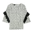 thumbnail image 2 of Alfani Womens Polka Dot Ruffled Blouse, White, Medium, 2 of 2