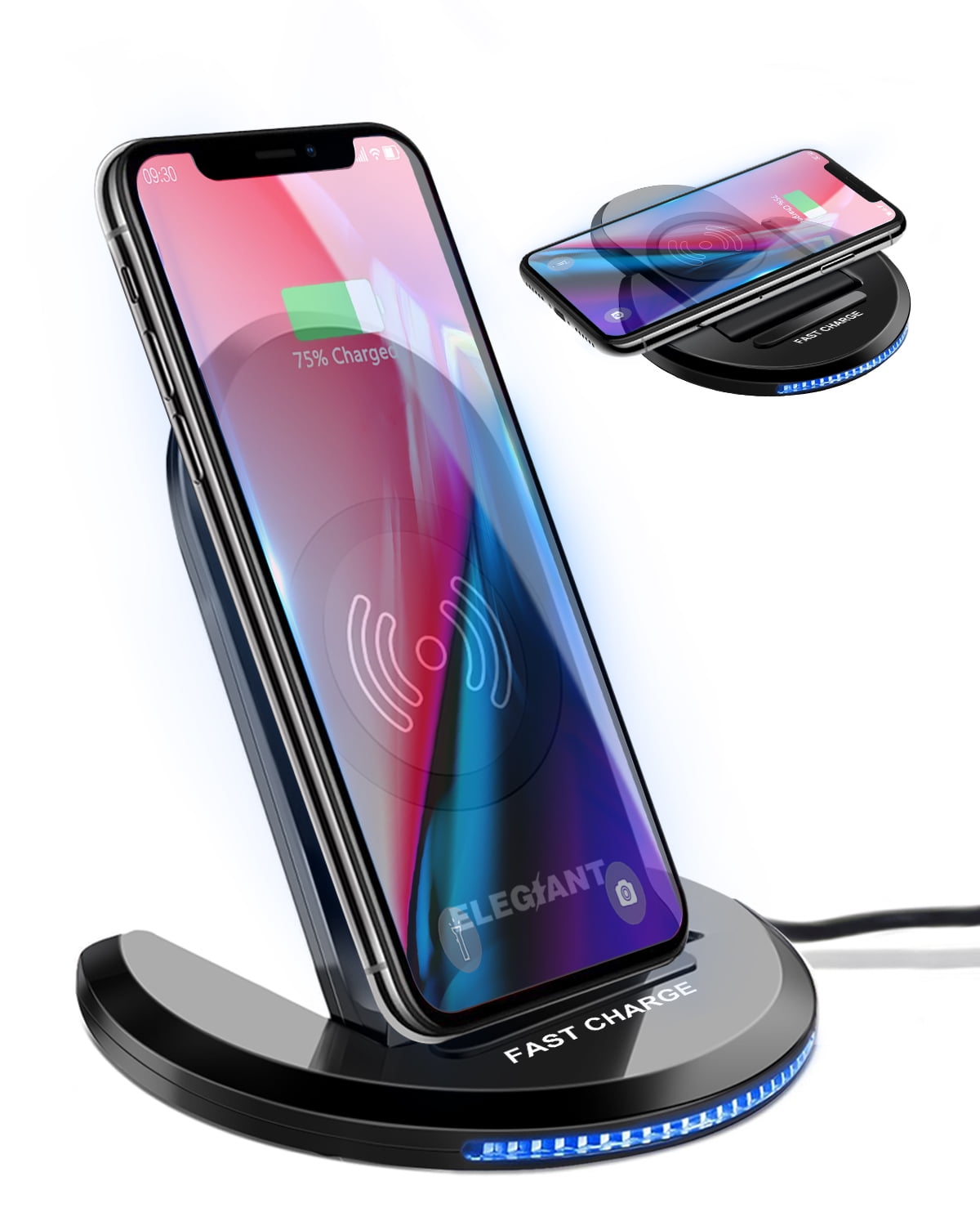 ELEGIANT Wireless Charger, 15W Qi Fast Wireless Charging Stand 0 to 90  Degrees Adjustable Compatible with iPhone 11/11 Pro Max/XR, Galaxy  S20/S10/S9/S8/S7 Edge/Note 10+ 