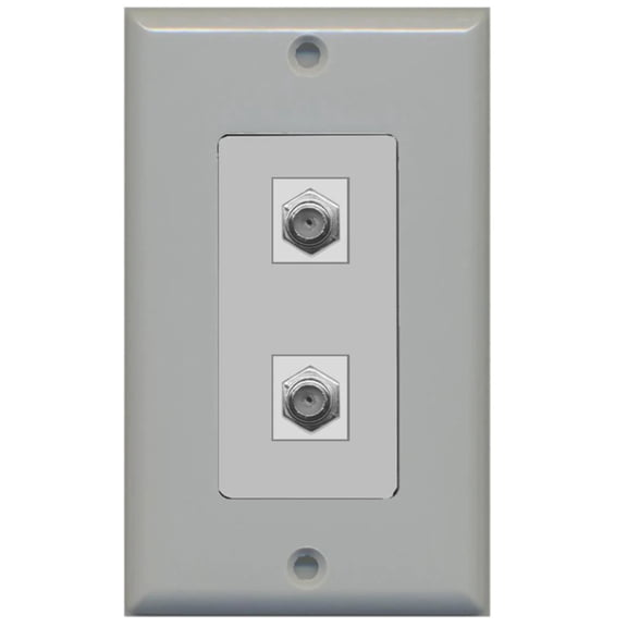 RiteAV - 2 Port Coax Decorative Type Wall Plate - Gray - Bracket Included