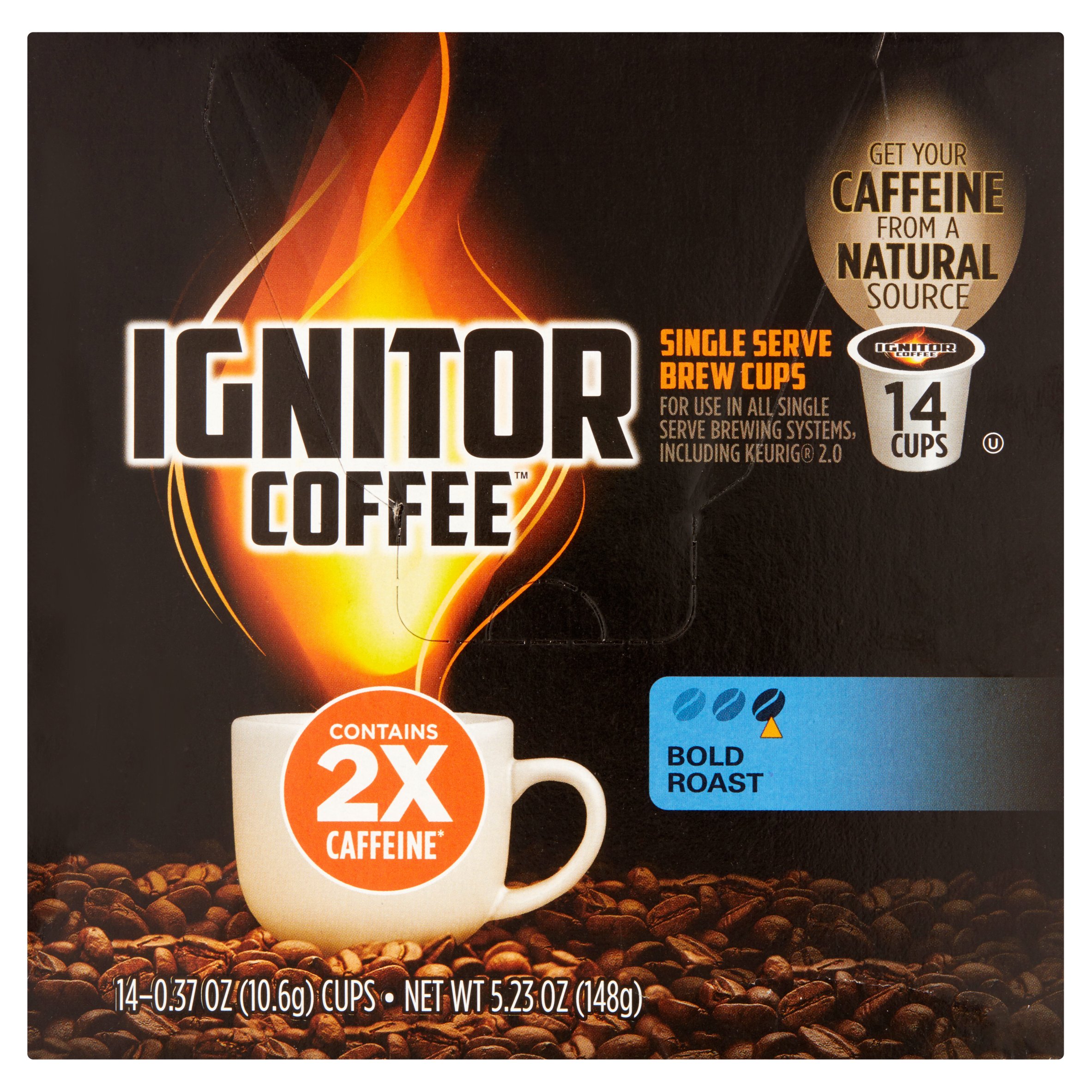 Ignitor Coffee Bold Roast Single Serve Brew Cups, 0.37 oz, 14 pack