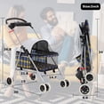 thumbnail image 7 of Dog Stroller Pet Strollers for Small Dogs Cat Stroller for Cats No Escape Cat Dog Cage Stroller Carrier Strolling Cart Travel Folding Carrier with Cup Holder, Yellow Plaid, 7 of 7