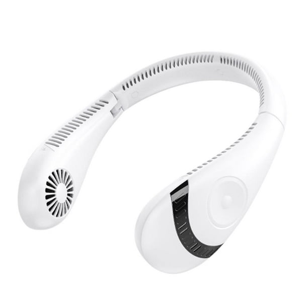 Ventilador de cuello colgante de 5000 mAh USB recargable sin aspas Sport Mute Fans (blanco)