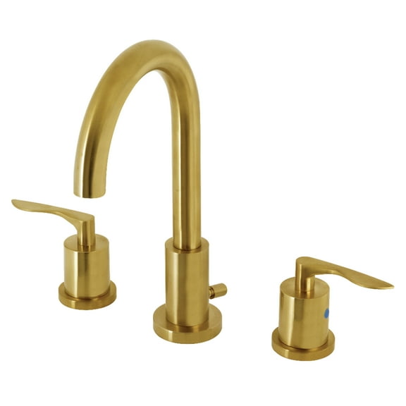 Kingston Brass FSC8933SVL Serena Widespread Bathroom Faucet with Brass Pop-Up in Brushed Brass