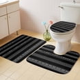 thumbnail image 2 of Black White Geometric Bath Mat 3 Piece Bathroom Rug Set, Modern Striped Plaid Abstract Art Non Slip Bath Rug Contour Mat and Toilet Lid Cover, Absorbent Shower Mats Soft Bath Rugs and Mats Sets, 2 of 8