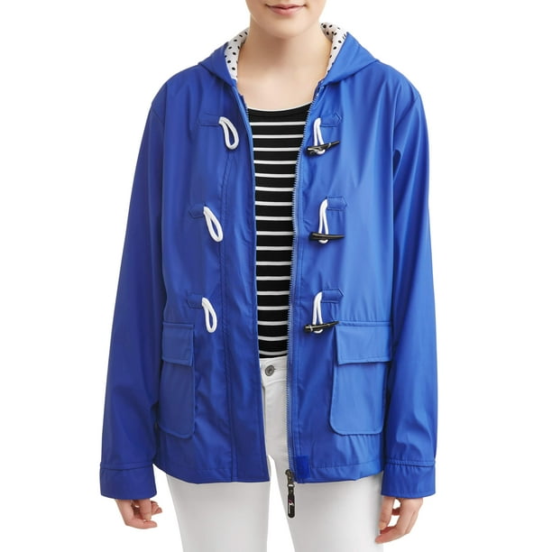 Women's Hooded Toggle Rain Slicker Jacket