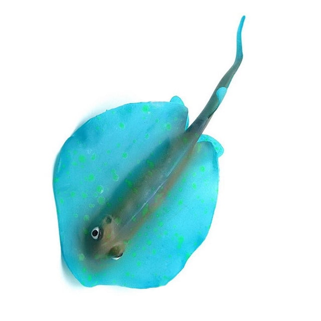 Greeniant 2019 silicona brillante acuario Artificial Manta Ray Fish Tank Fake Devil Ray ornamento acuático decoración del acuario Azul Greeniant JJ6584-03