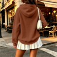 thumbnail image 5 of Yungyresw Solid Color Sweatshirs for Women Drawstring Hoodie Ribbed Hem Long Sleeve Pullover Oversized Fit Kangaroo Pocket Winter Layering, 5 of 8
