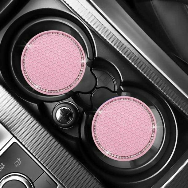 2X Dessous De Verre De Voiture Pad Rose Porte-Gobelet Mat Strass Auto  Intérieur Accessoires 7Cm 