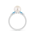 thumbnail image 2 of ANGARA Freshwater Cultured Pearl & Swiss Blue Topaz Butterfly Ring in 14K White Gold for Women | June Birthstone, Birthday, Anniversary, Jewelry Gift for Women | Pearl Ring, 2 of 9