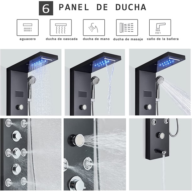 JIEBAO Stainless Steel LED Shower Panel – Rain Shower Column With Massage Jets & Thermostatic Control